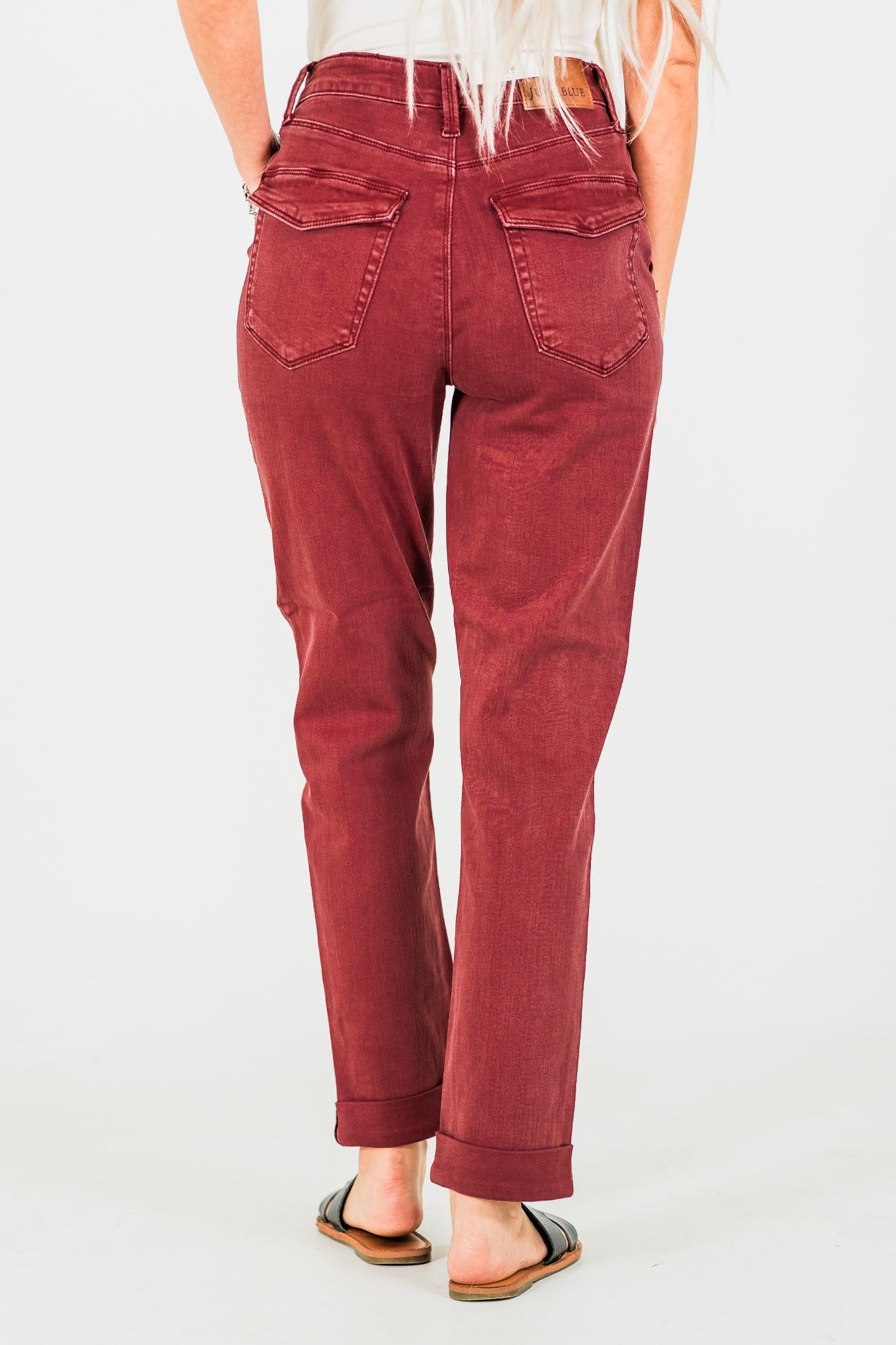 Judy Blue High Waist Sangria Cuffed Aurora Jogger Jeans - Whiskey Skies - JUDY BLUE