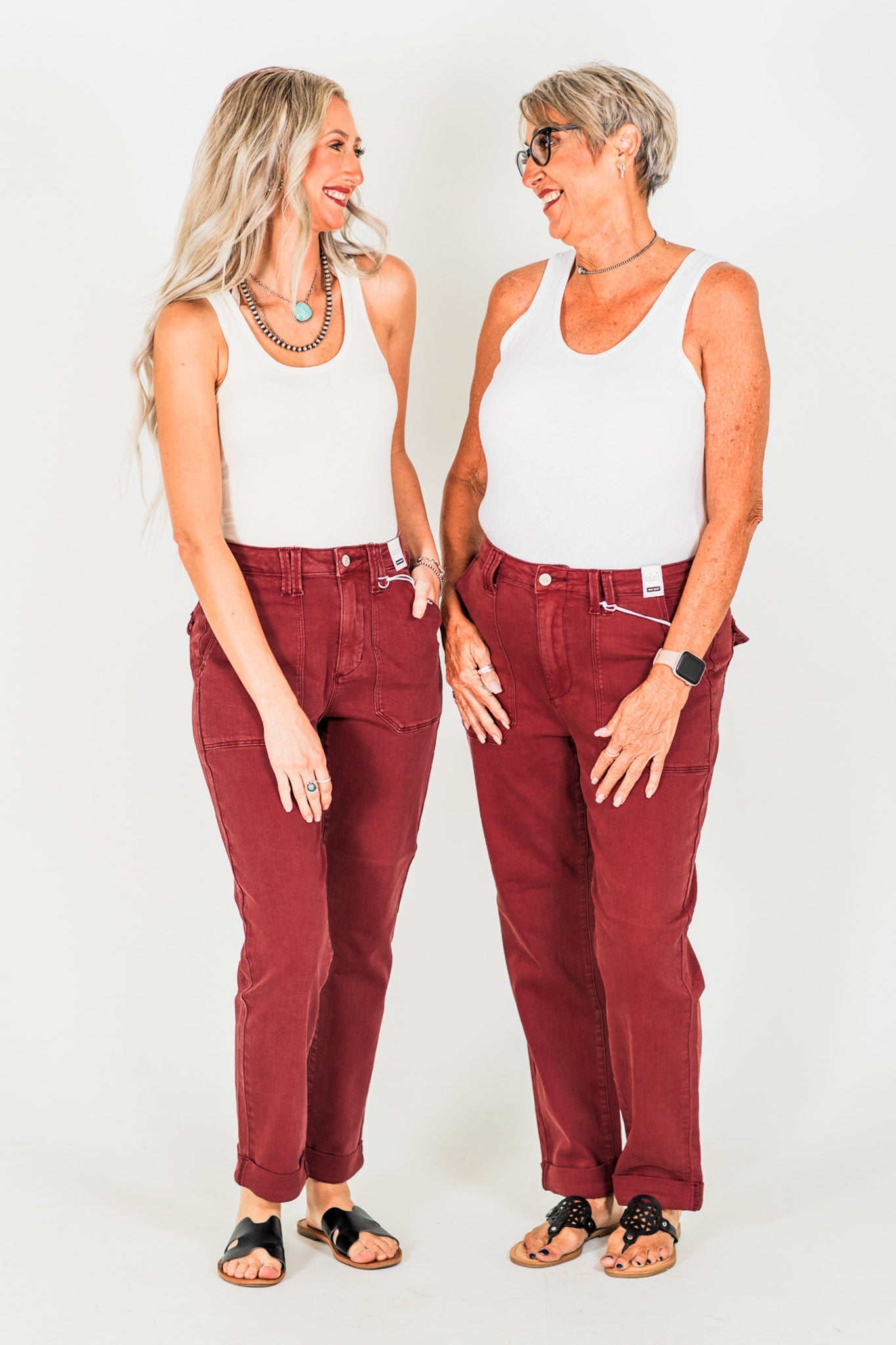 Judy Blue High Waist Sangria Cuffed Aurora Jogger Jeans - Whiskey Skies - JUDY BLUE
