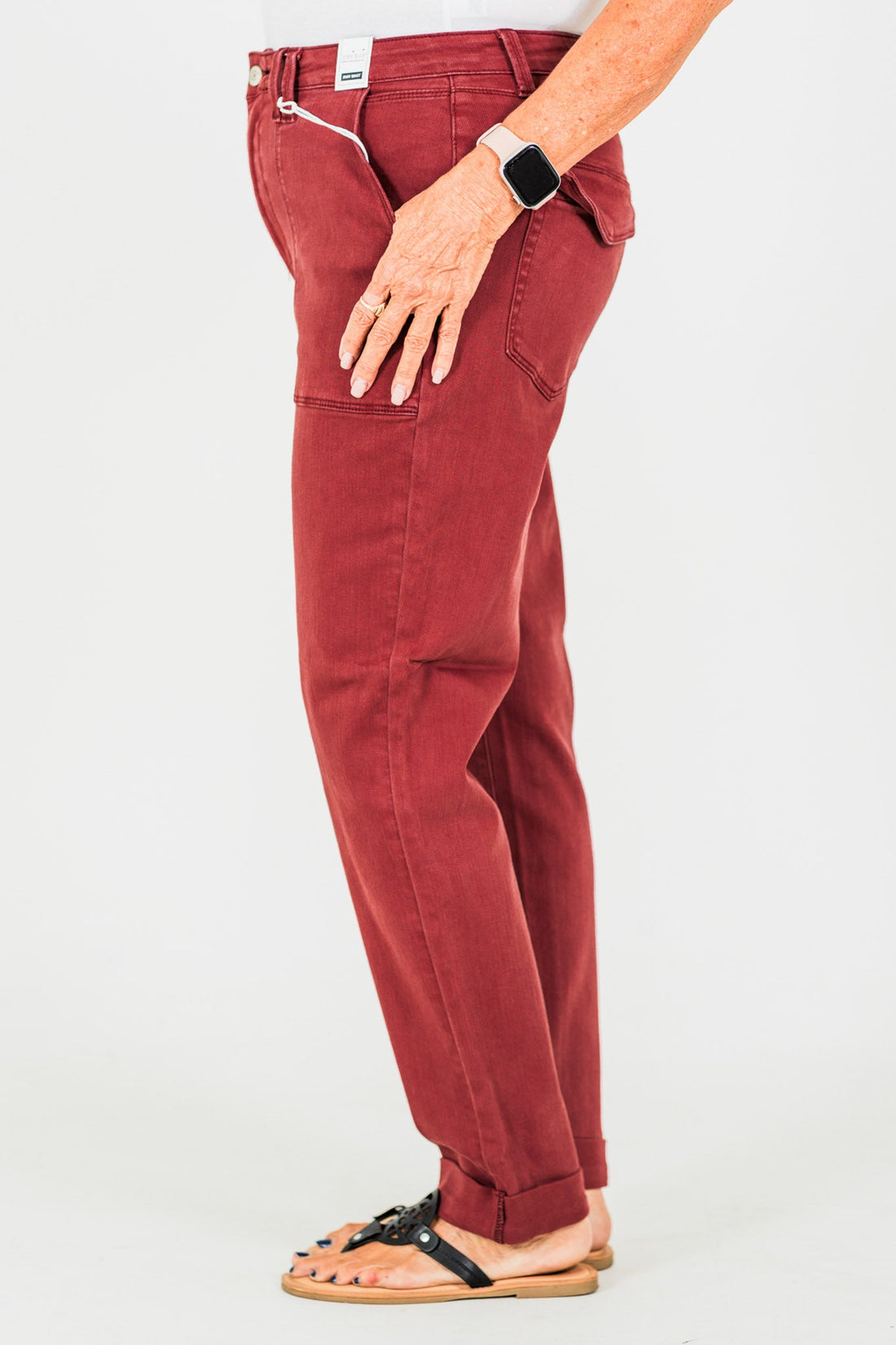 Judy Blue High Waist Sangria Cuffed Aurora Jogger Jeans - Whiskey Skies - JUDY BLUE