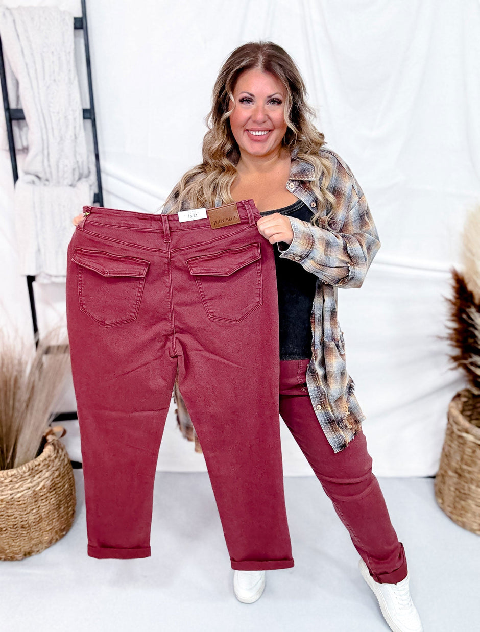 Judy Blue BIRDIE Hi-Rise Featherweight Baggy Elasticated Waistband Jeans