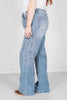 Judy Blue High Waist Side Seam Insert Detail Retro Wide Leg Jeans - Whiskey Skies - JUDY BLUE