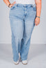 Judy Blue High Waist Side Seam Insert Detail Retro Wide Leg Jeans - Whiskey Skies - JUDY BLUE