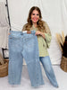 Judy Blue High Waist Side Seam Insert Detail Retro Wide Leg Jeans - Whiskey Skies - JUDY BLUE