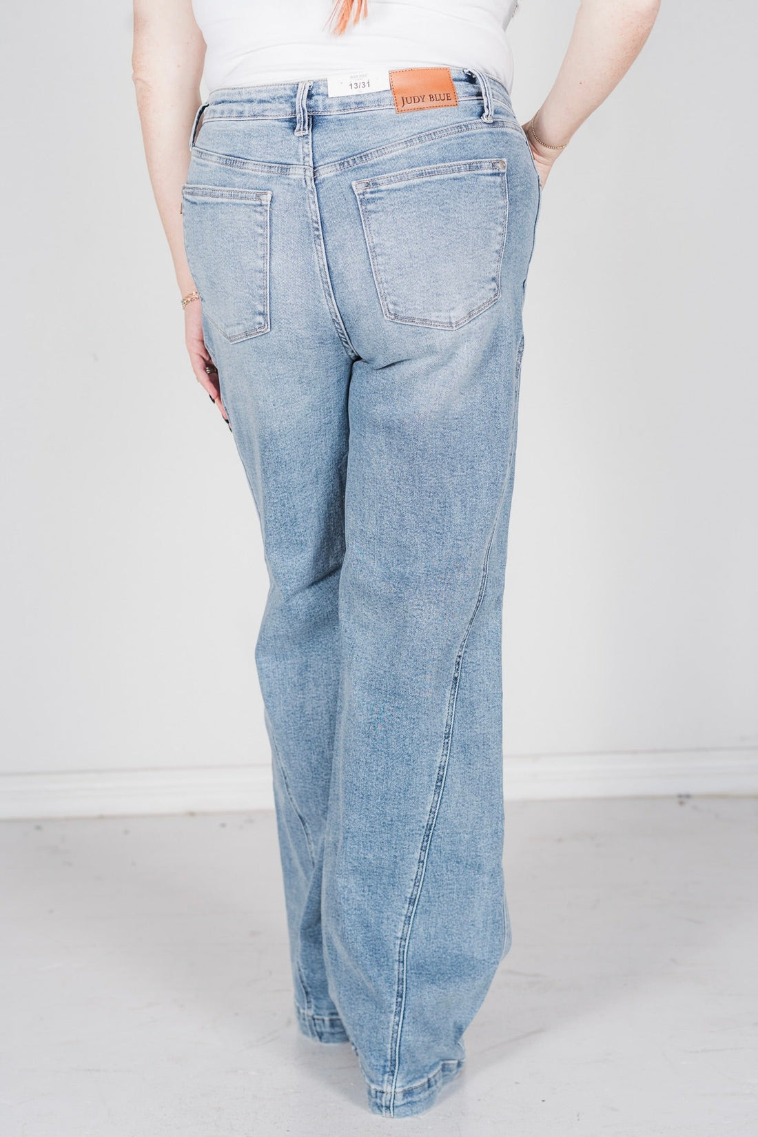 Judy Blue High Waist Side Seam Insert Detail Retro Wide Leg Jeans - Whiskey Skies - JUDY BLUE