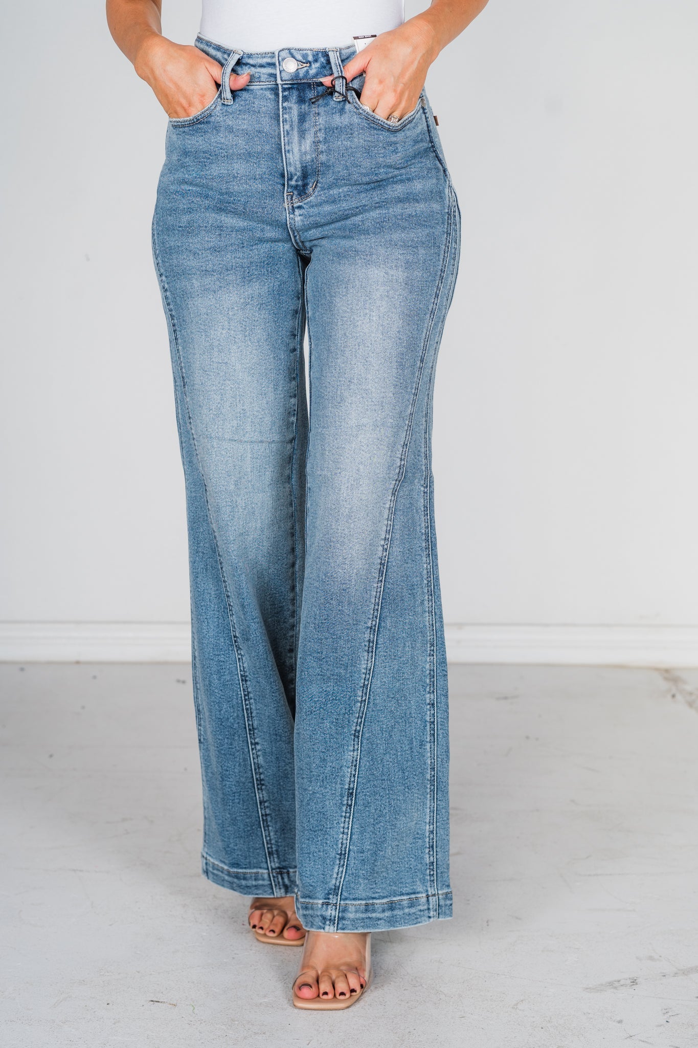 Judy Blue High Waist Side Seam Insert Detail Retro Wide Leg Jeans