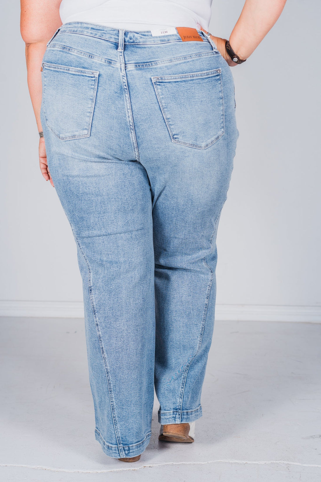 Judy Blue High Waist Side Seam Insert Detail Retro Wide Leg Jeans - Whiskey Skies - JUDY BLUE