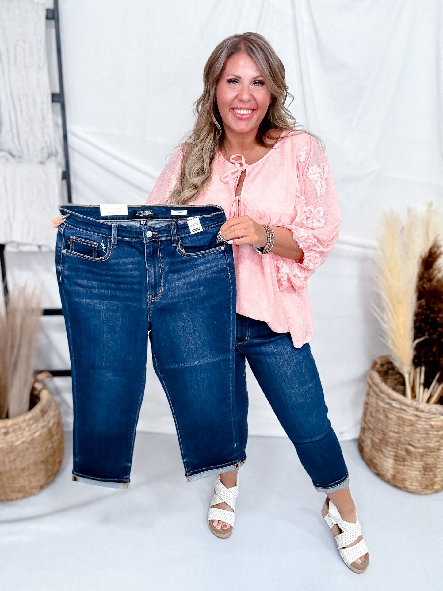 Judy Blue High - Waist Skinny Capris w/ Single Cuff - Whiskey Skies - JUDY BLUE