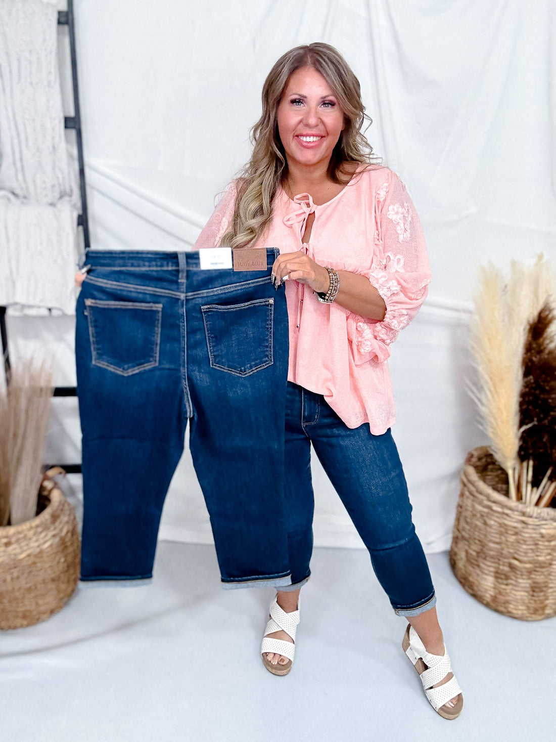 Judy Blue High - Waist Skinny Capris w/ Single Cuff - Whiskey Skies - JUDY BLUE