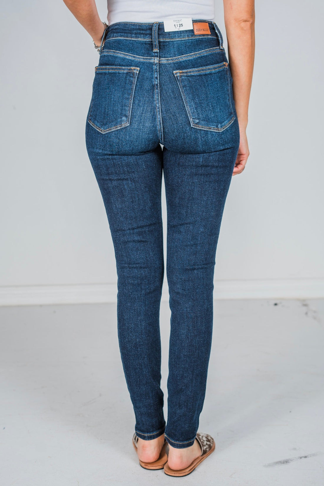 Judy Blue High Waist Skinny With Hand - Sanding Jeans - Whiskey Skies - JUDY BLUE