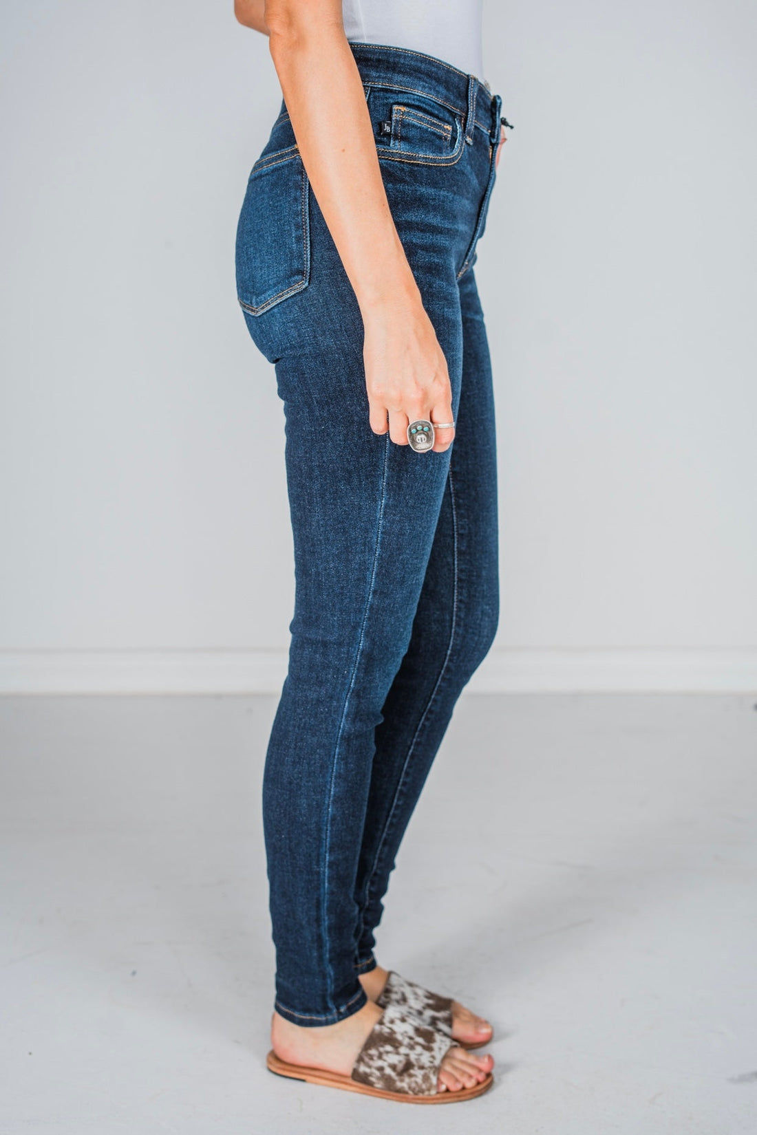 Judy Blue High Waist Skinny With Hand - Sanding Jeans - Whiskey Skies - JUDY BLUE