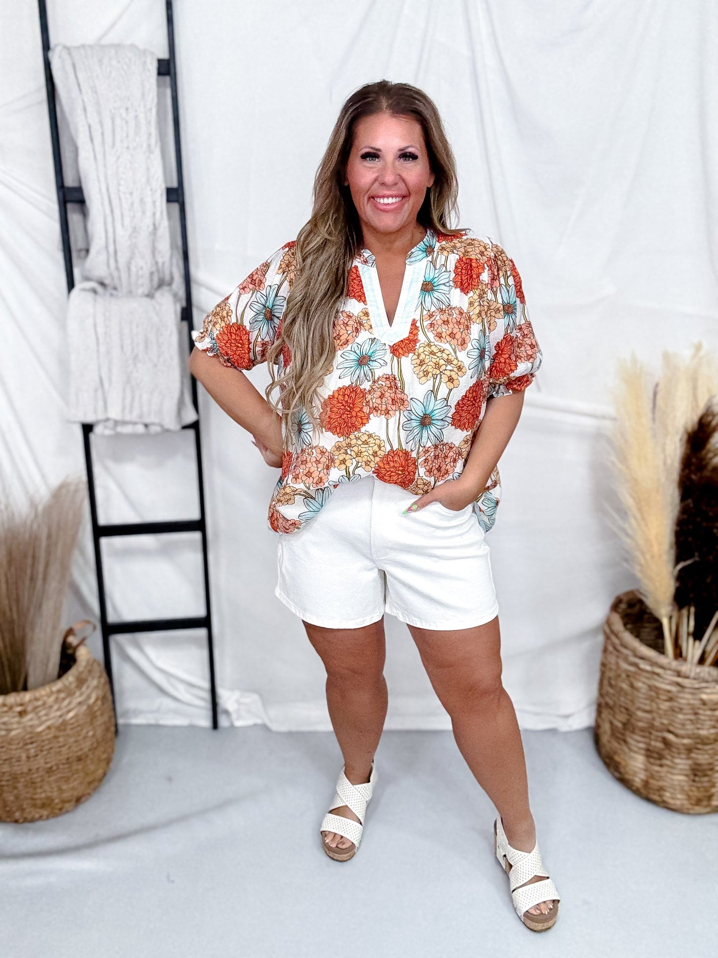 Judy Blue High - Waist Slim Short White Denim Shorts - Whiskey Skies - JUDY BLUE