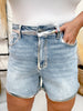 Judy Blue High Waist Slim Shorts With Foil Seams - Whiskey Skies - JUDY BLUE