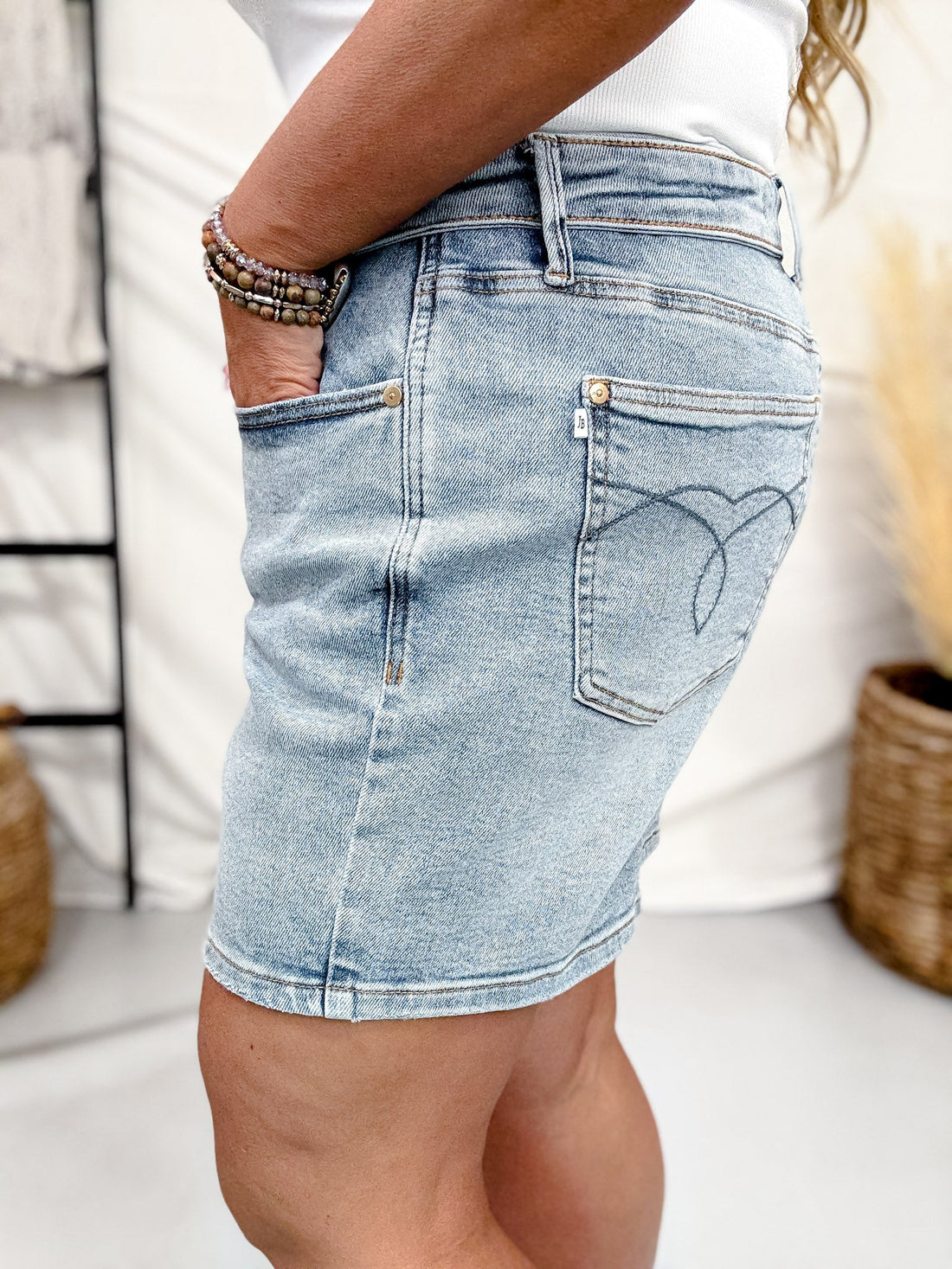 Judy Blue High Waist Slim Shorts With Foldover Waistband - Whiskey Skies - JUDY BLUE