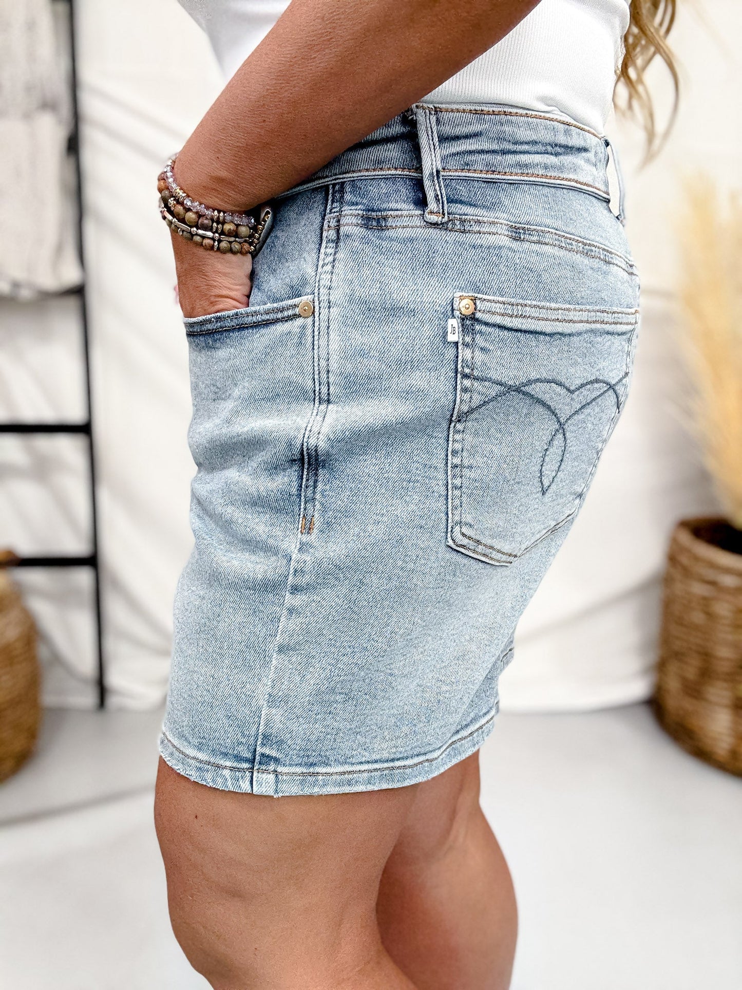 Judy Blue High Waist Slim Shorts With Foldover Waistband - Whiskey Skies - JUDY BLUE