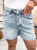 Judy Blue High Waist Slim Shorts With Foldover Waistband - Whiskey Skies - JUDY BLUE