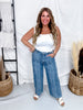 Judy Blue High Waist Snakeskin Print Wide Leg Ankle Jeans - Whiskey Skies - JUDY BLUE