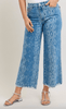 Judy Blue High Waist Snakeskin Print Wide Leg Ankle Jeans - Whiskey Skies - JUDY BLUE