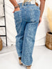 Judy Blue High Waist Snakeskin Print Wide Leg Ankle Jeans - Whiskey Skies - JUDY BLUE