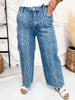 Judy Blue High Waist Snakeskin Print Wide Leg Ankle Jeans - Whiskey Skies - JUDY BLUE