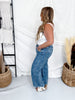 Judy Blue High Waist Snakeskin Print Wide Leg Ankle Jeans - Whiskey Skies - JUDY BLUE