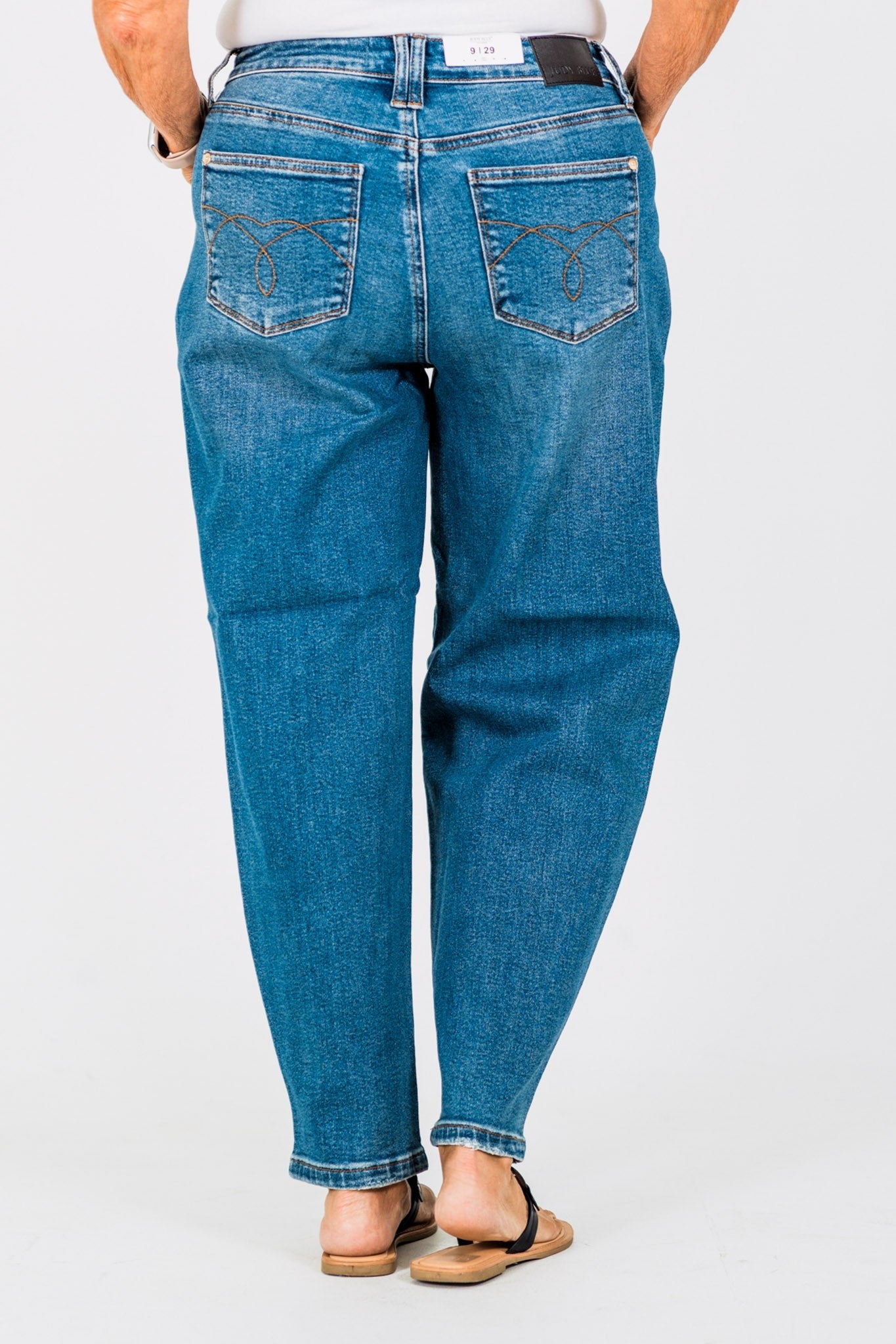 Judy Blue High Waist Soft Barrel Leg Jeans - Whiskey Skies - JUDY BLUE
