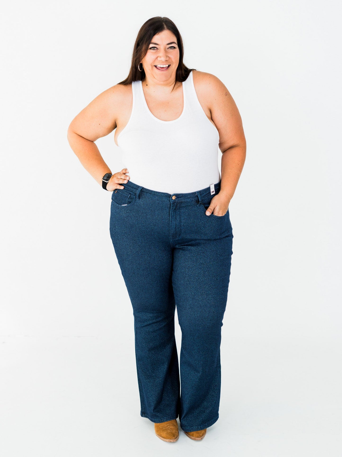 Judy Blue High Waist Sparkle Flare Jeans - Whiskey Skies - JUDY BLUE