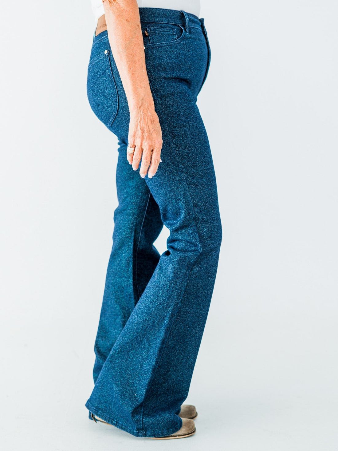 Judy Blue High Waist Sparkle Flare Jeans - Whiskey Skies - JUDY BLUE