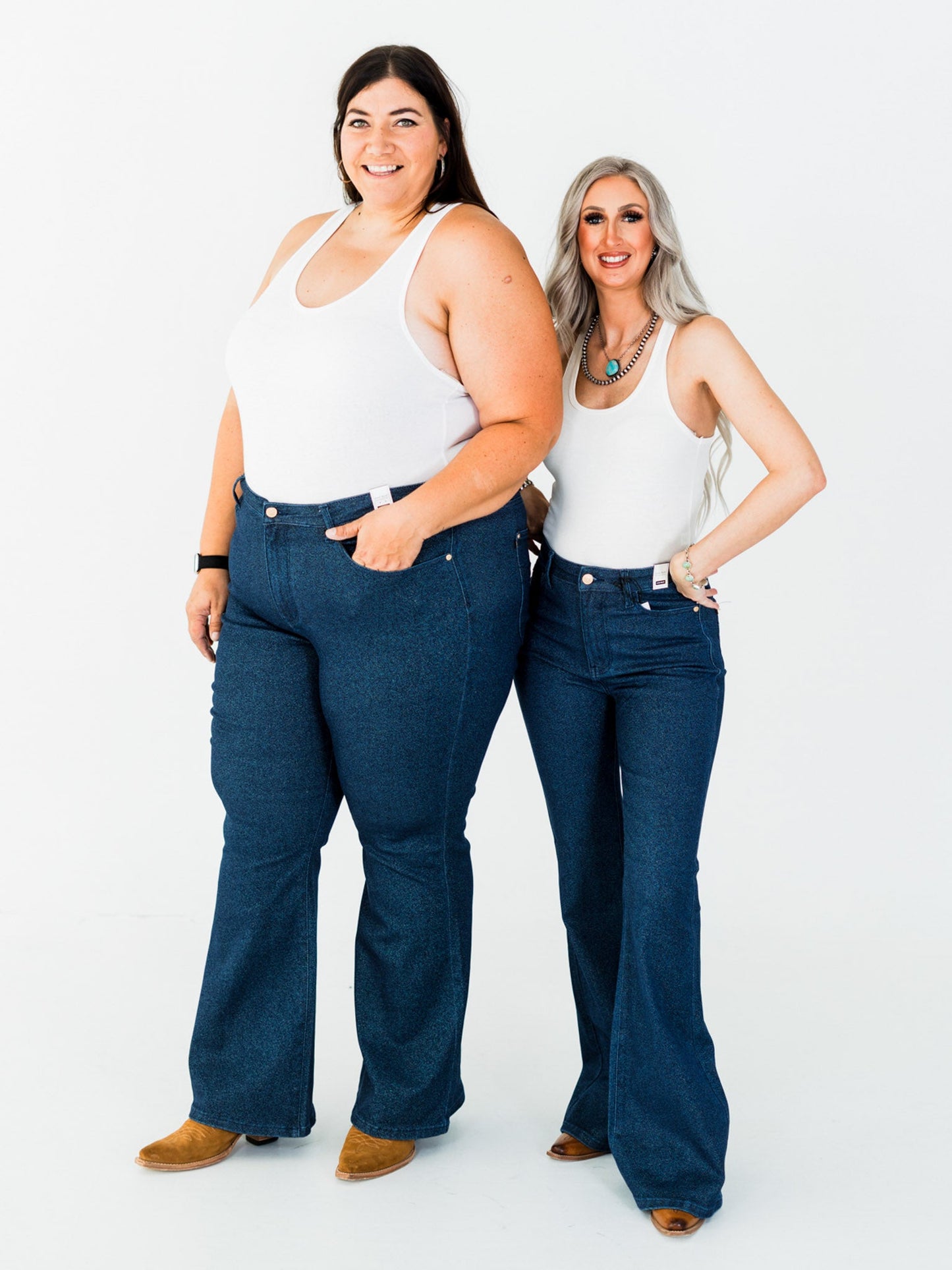 Judy Blue High Waist Sparkle Flare Jeans - Whiskey Skies - JUDY BLUE