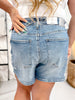 Judy Blue High - Waist Star Splatter Denim Slim Shorts - Whiskey Skies - JUDY BLUE