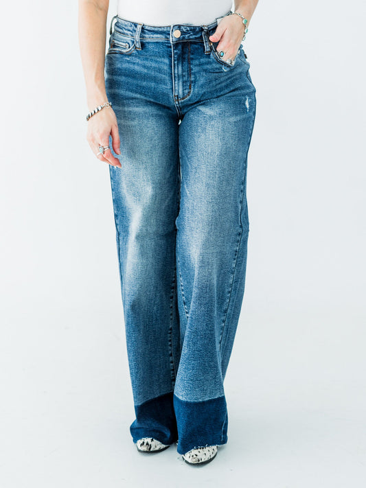 Judy Blue High Waist Straight Column Jeans - Whiskey Skies - JUDY BLUE