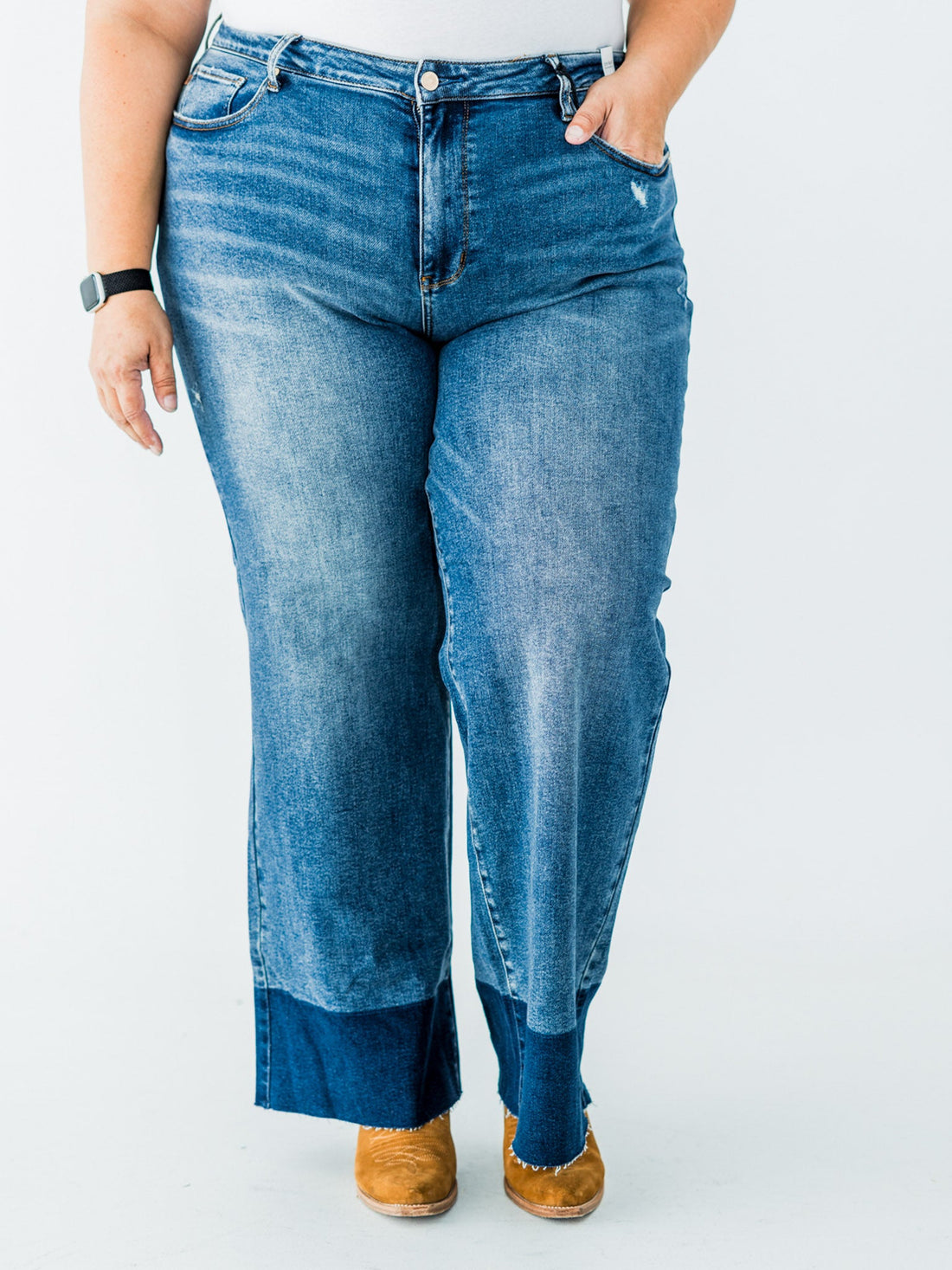 Judy Blue High Waist Straight Column Jeans - Whiskey Skies - JUDY BLUE