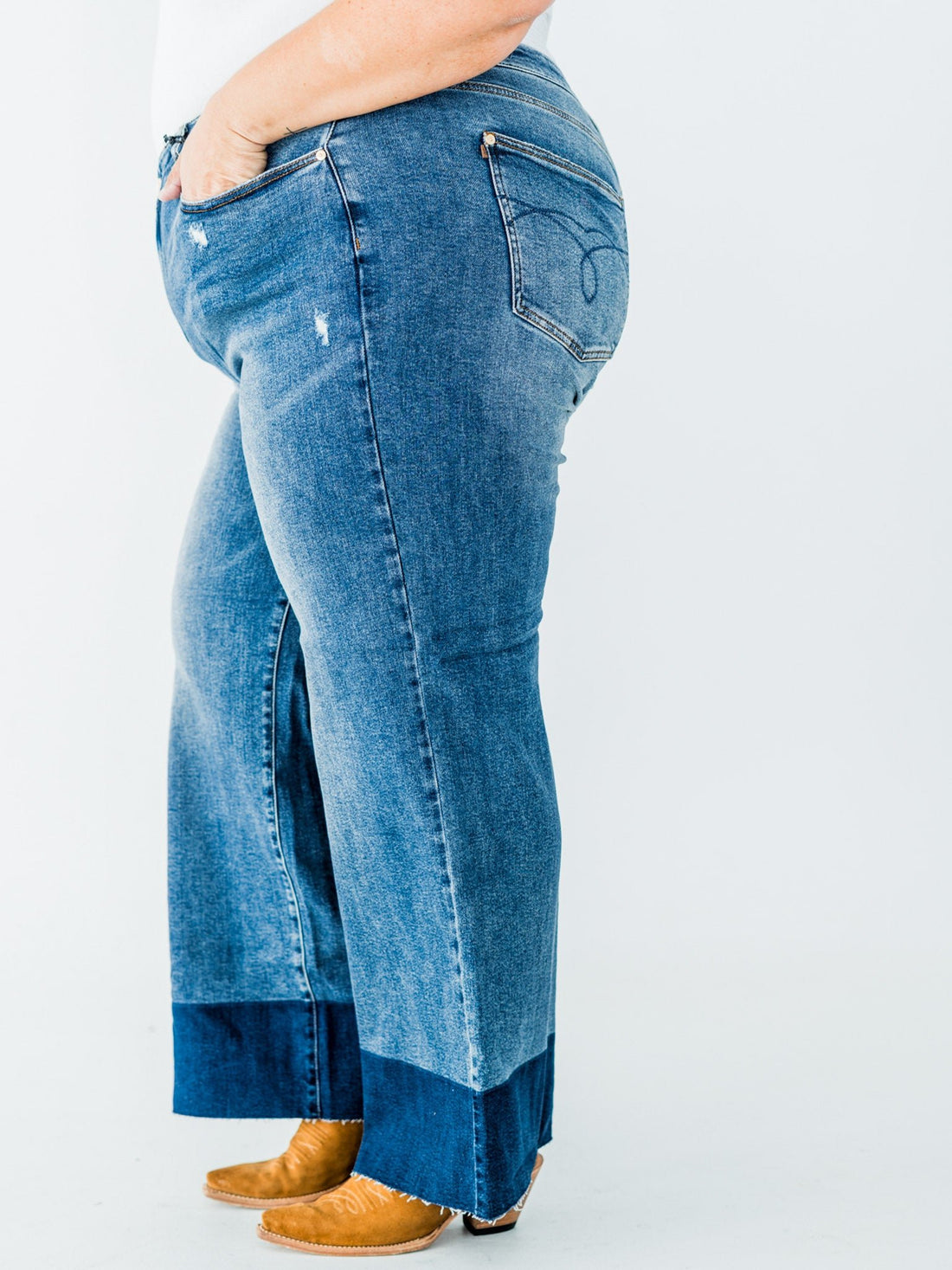 Judy Blue High Waist Straight Column Jeans - Whiskey Skies - JUDY BLUE