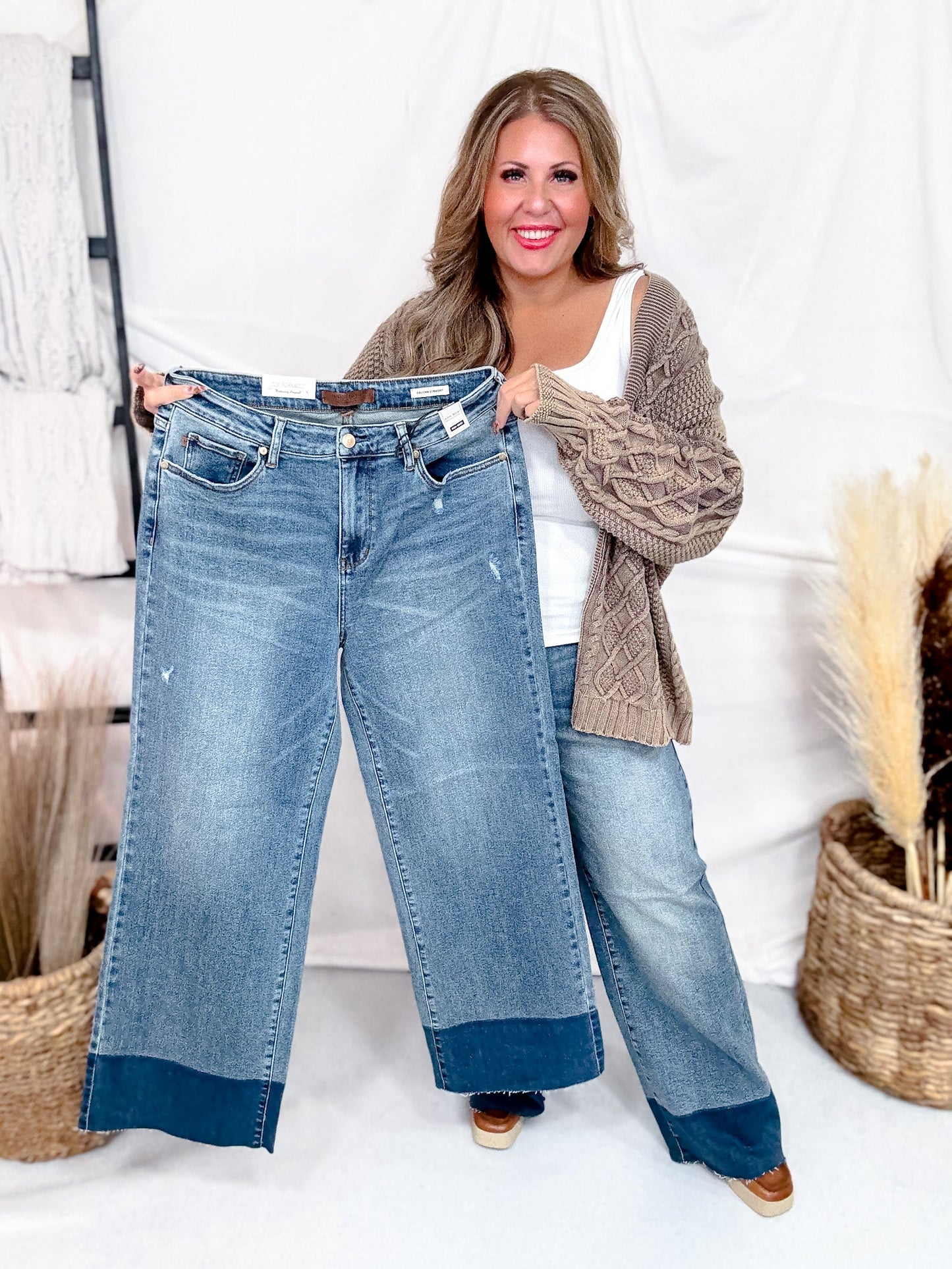 Judy Blue High Waist Straight Column Jeans - Whiskey Skies - JUDY BLUE