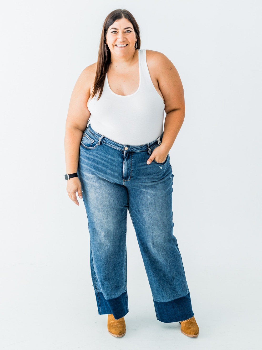 Judy Blue High Waist Straight Column Jeans - Whiskey Skies - JUDY BLUE