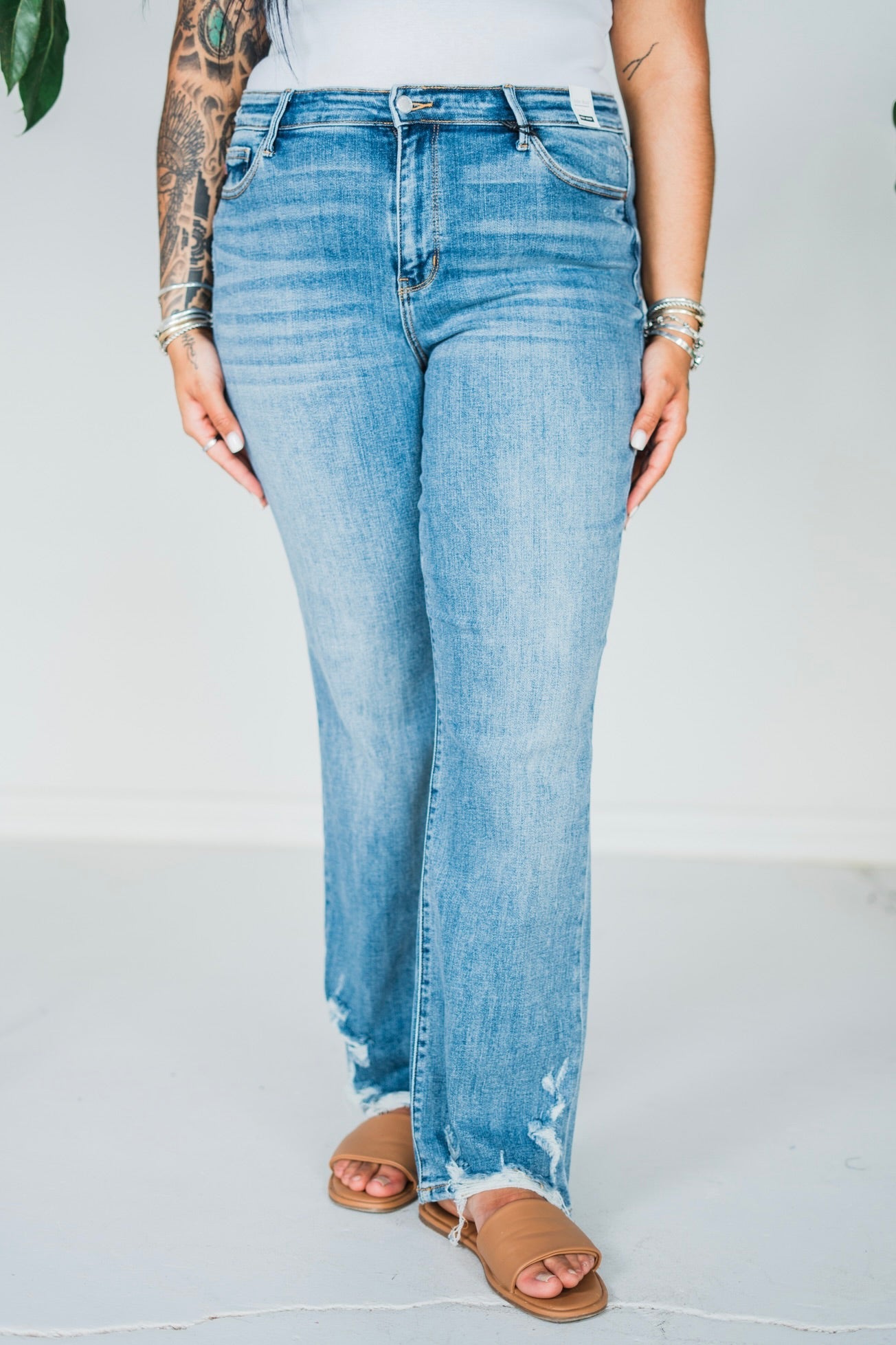 Judy Blue High - Waist Straight Jeans - Whiskey Skies - JUDY BLUE