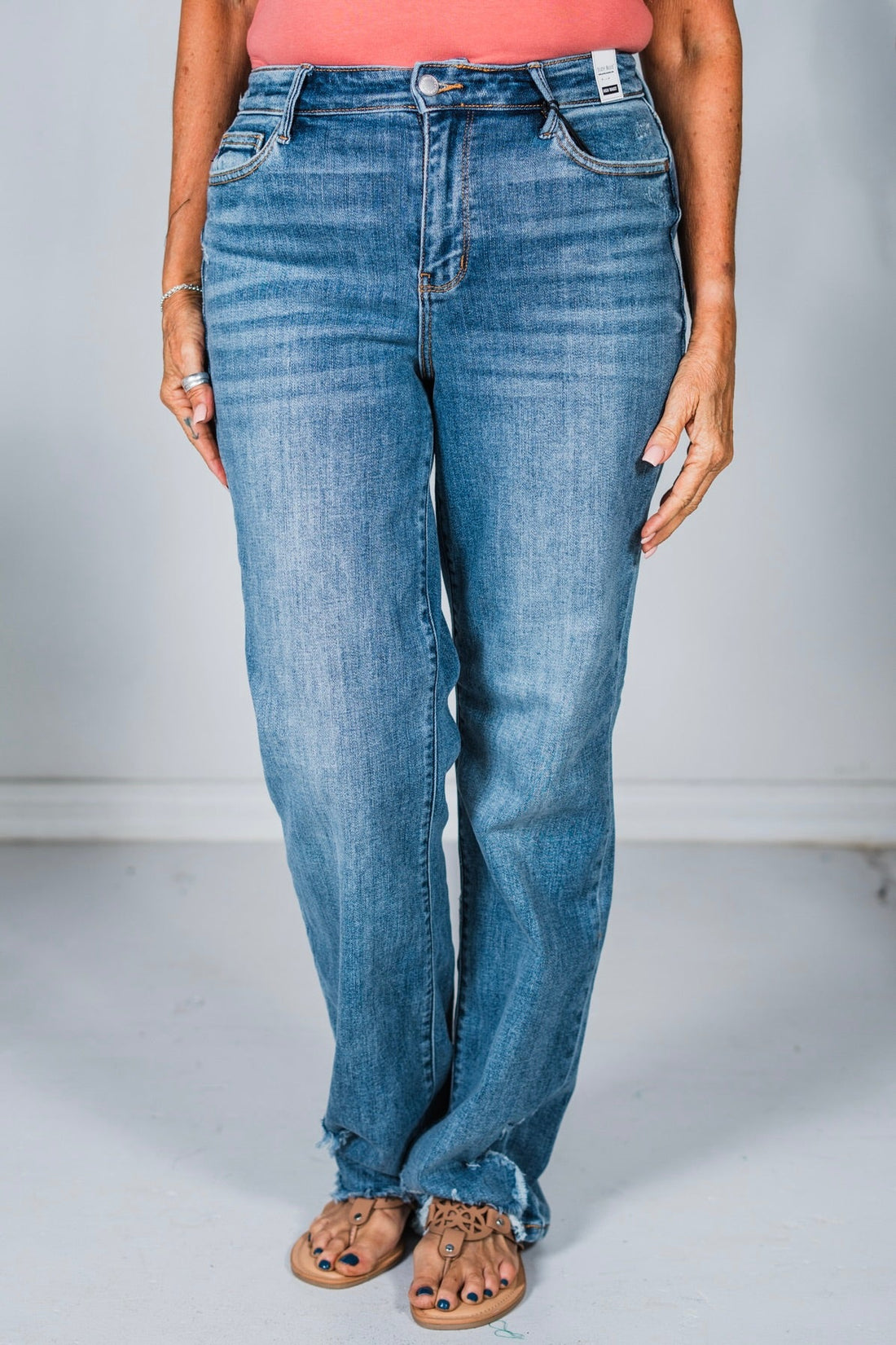 Judy Blue High - Waist Straight Jeans - Whiskey Skies - JUDY BLUE