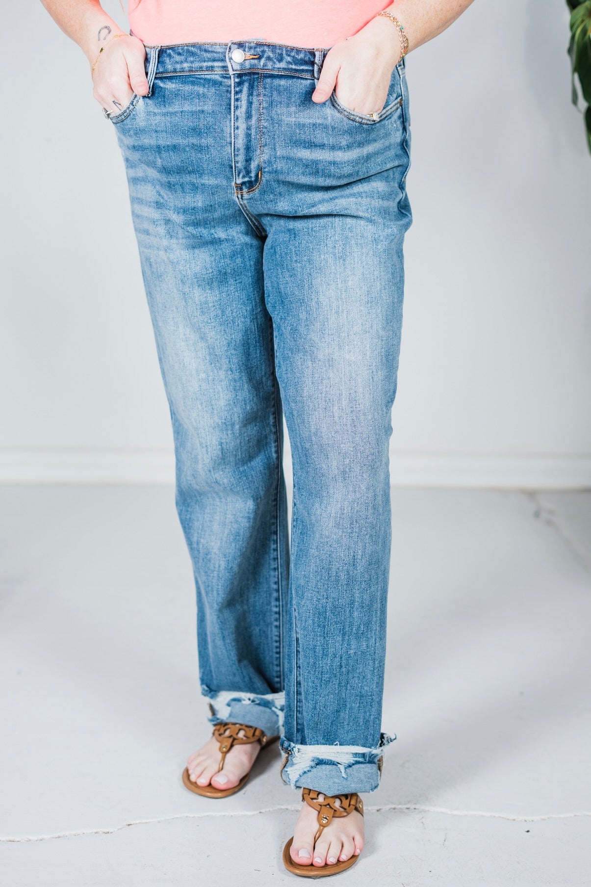 Judy Blue High - Waist Straight Jeans - Whiskey Skies - JUDY BLUE