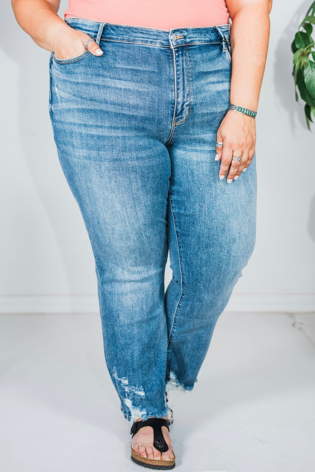 Judy Blue High - Waist Straight Jeans - Whiskey Skies - JUDY BLUE