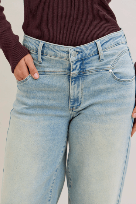 Judy Blue High Waist Straight Jeans With Stitched Waist - Whiskey Skies - JUDY BLUE