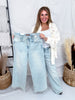 Judy Blue High Waist Straight Jeans With Stitched Waist - Whiskey Skies - JUDY BLUE