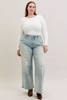 Judy Blue High Waist Straight Jeans With Stitched Waist - Whiskey Skies - JUDY BLUE