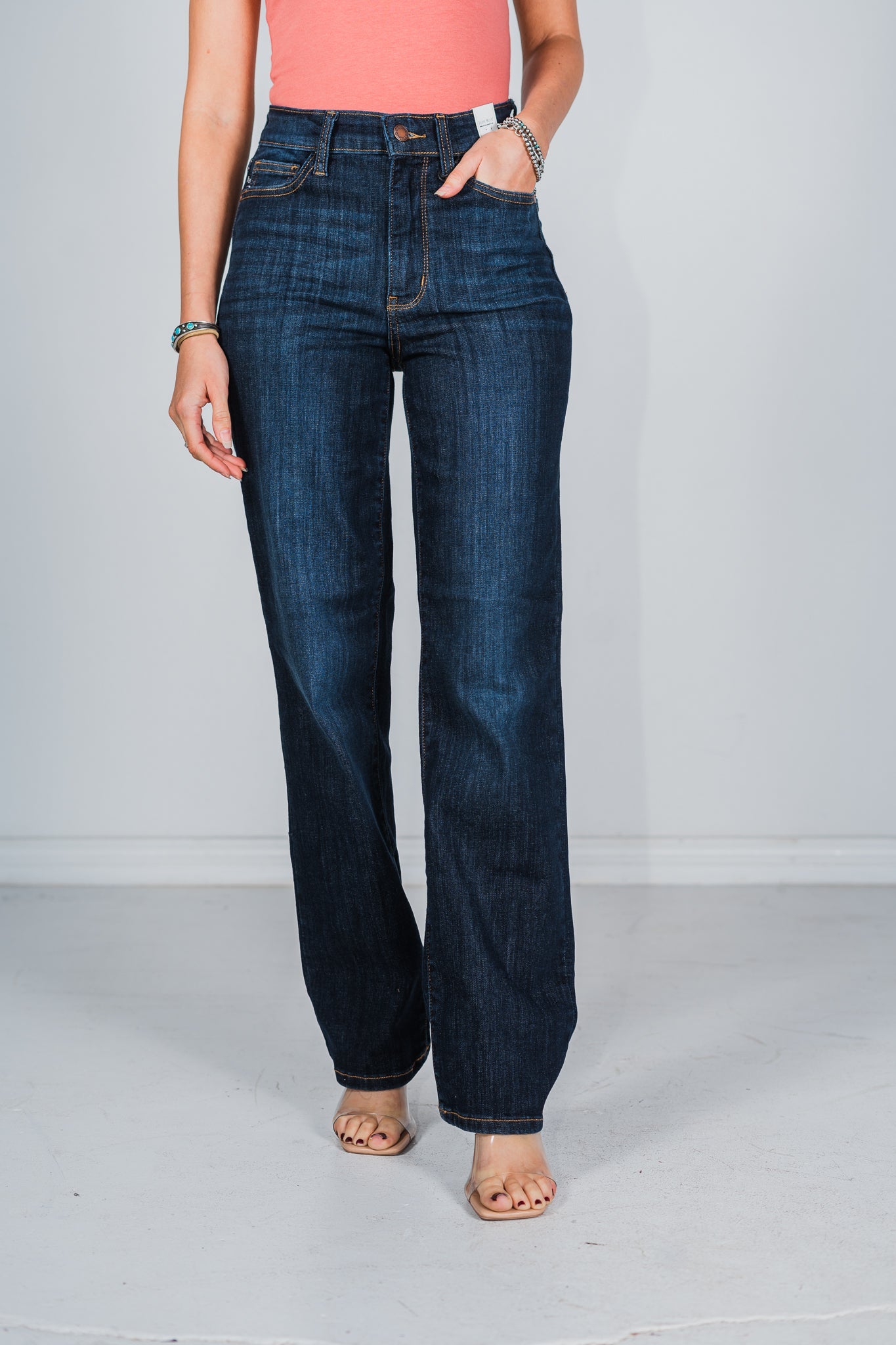 Judy Blue High Waist Straight Leg Jeans - Whiskey Skies - JUDY BLUE