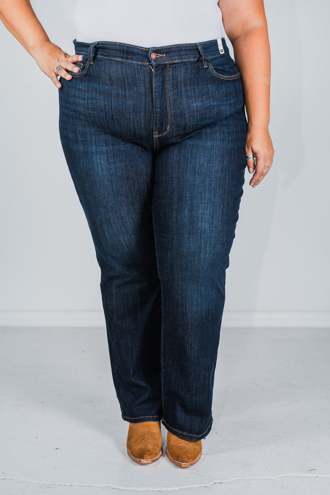 Judy Blue High Waist Straight Leg Jeans - Whiskey Skies - JUDY BLUE