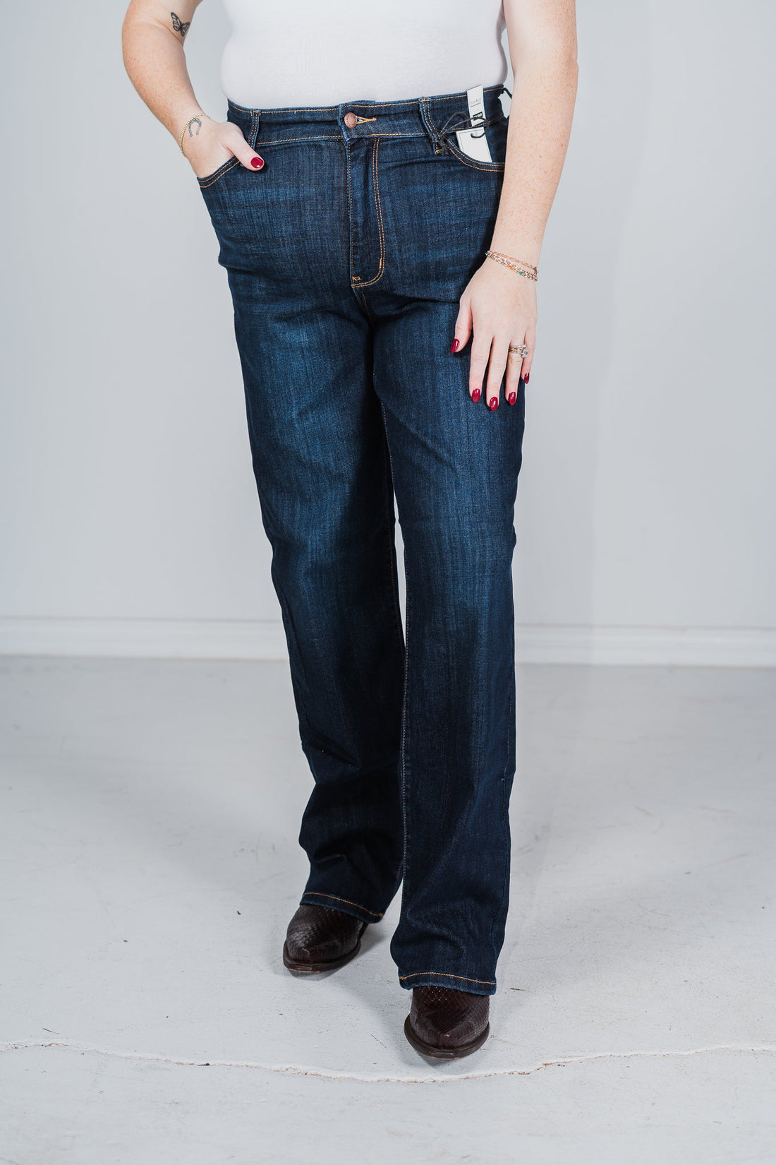 Judy Blue High Waist Straight Leg Jeans - Whiskey Skies - JUDY BLUE