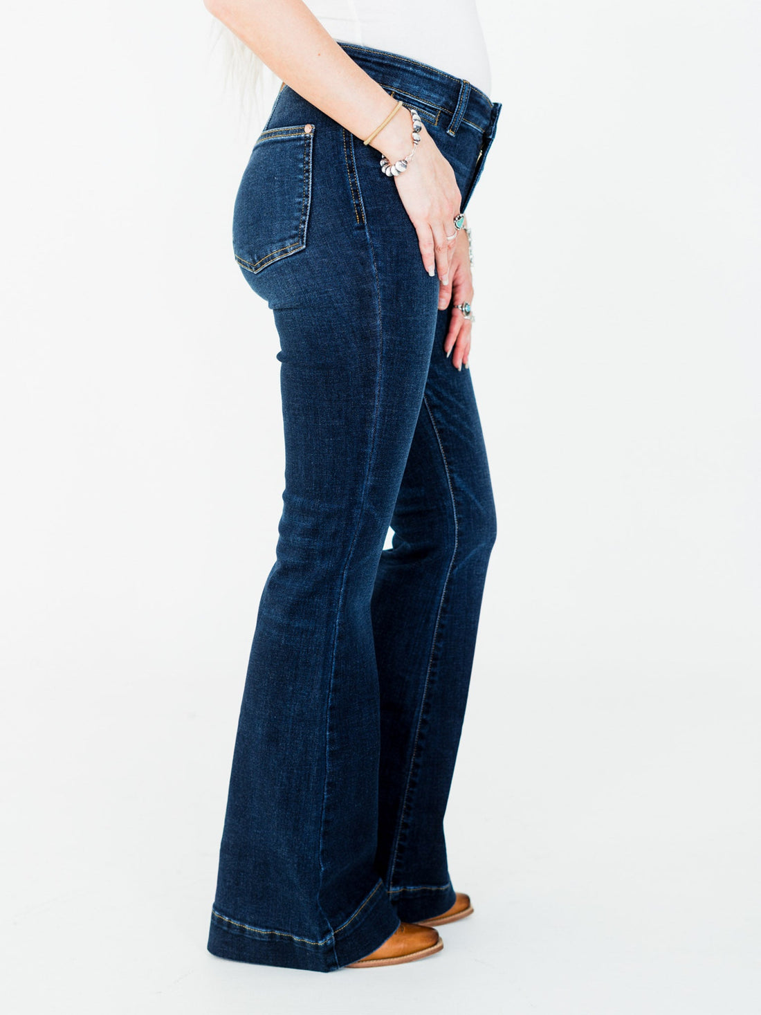 Judy Blue High Waist Trouser Flares - Whiskey Skies - JUDY BLUE