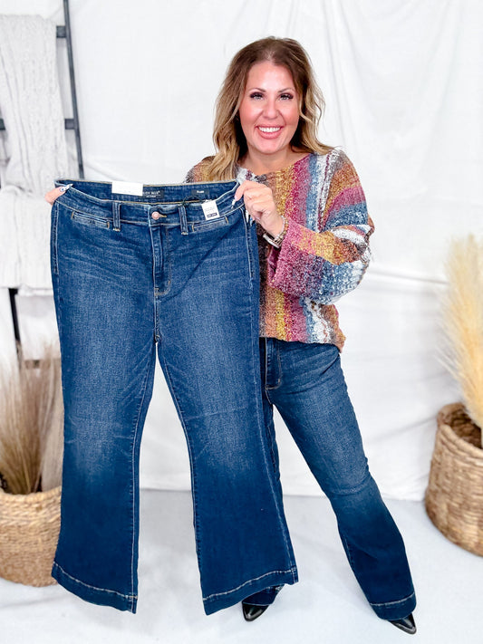 Judy Blue High Waist Trouser Flares - Whiskey Skies - JUDY BLUE