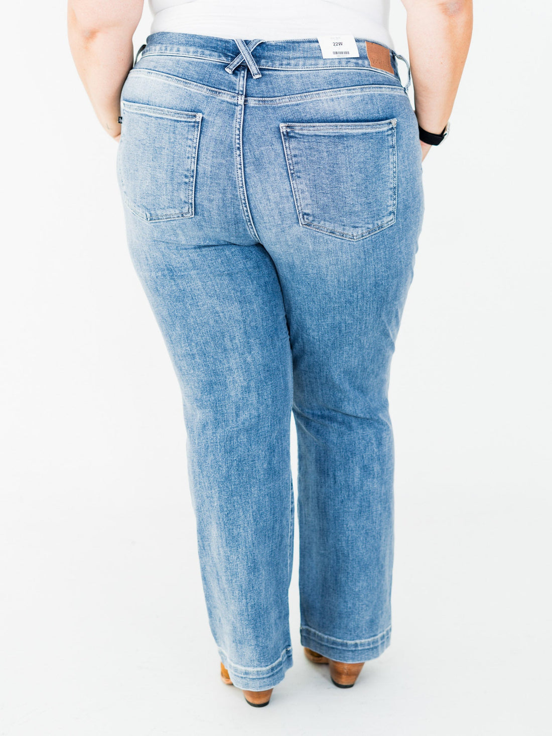 Judy Blue High Waist Trouser Wide Leg Jeans - Whiskey Skies - JUDY BLUE
