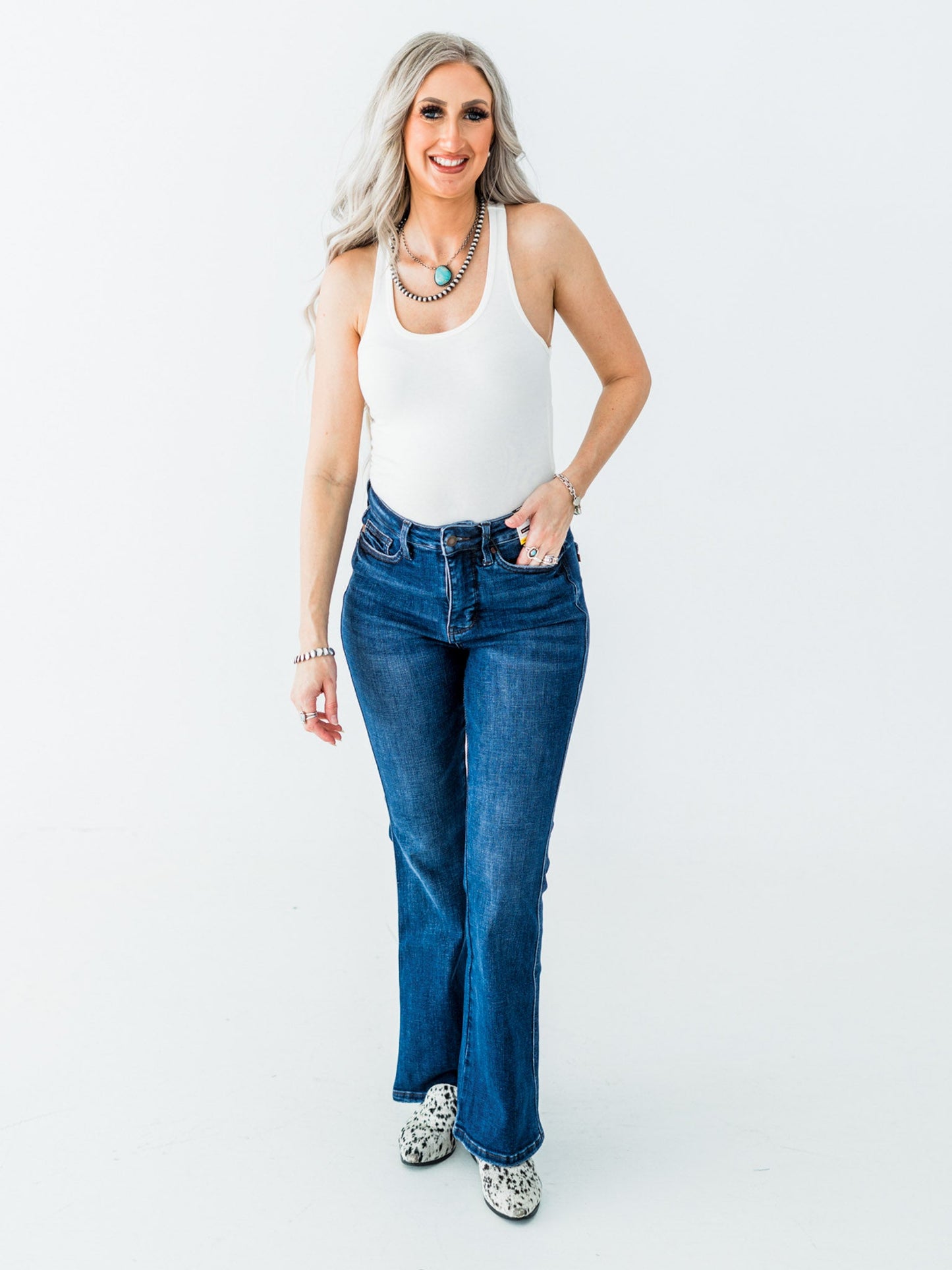 Judy Blue High - Waist Tummy Control Bootcut Jeans (Three Inseams) - Whiskey Skies - JUDY BLUE