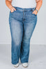 Judy Blue High Waist Tummy Control Contrast Wash Flare Jeans - Whiskey Skies - JUDY BLUE