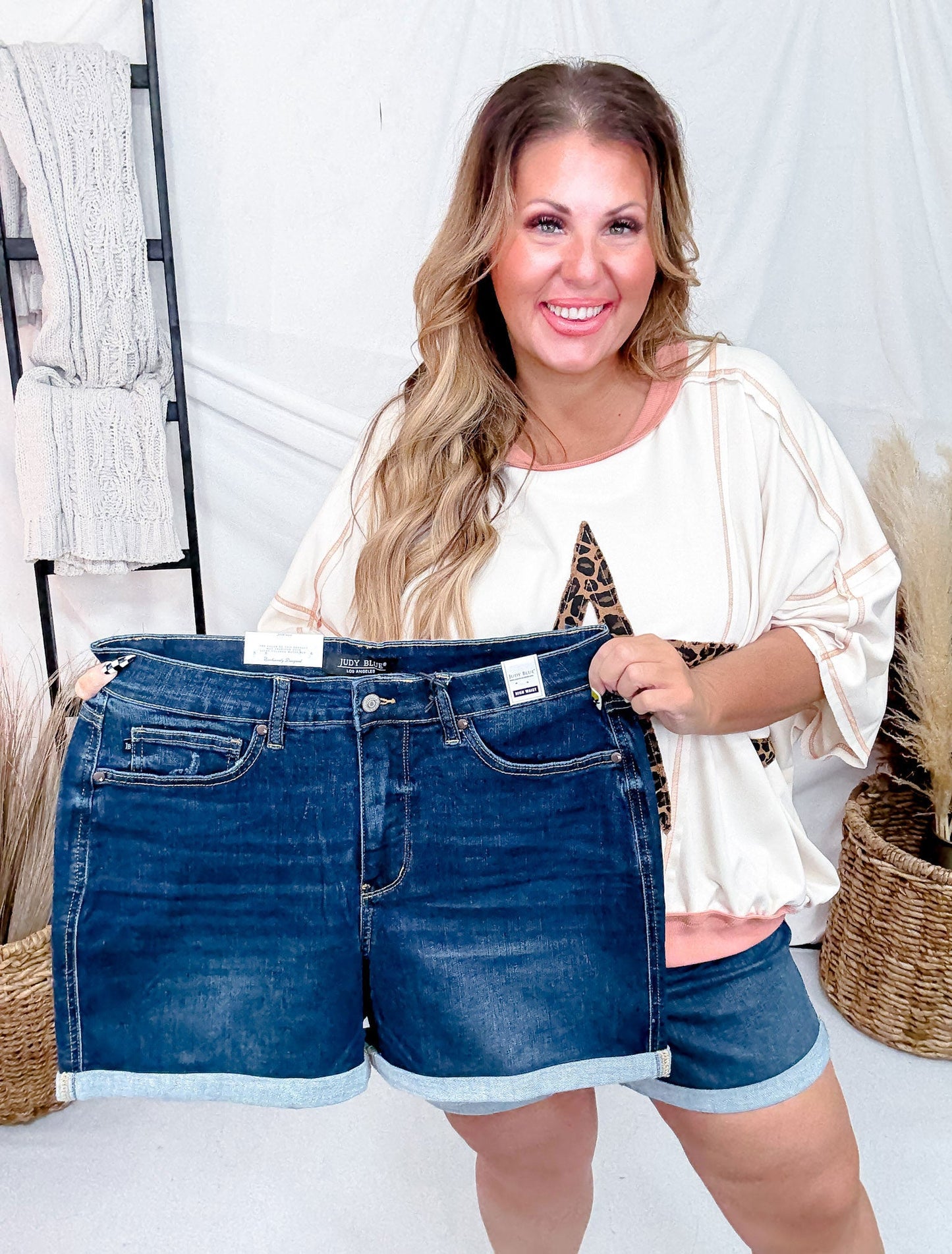 Judy Blue High Waist Tummy Control Cool Denim Shorts - Whiskey Skies - JUDY BLUE